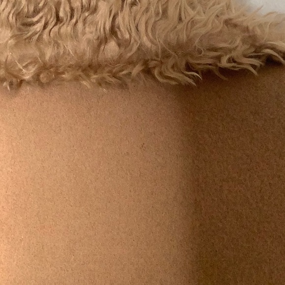 Vintage Esprit Penny Lane Style Tan Wool Coat With Faux Fur Trim Size L - Picture 10 of 16